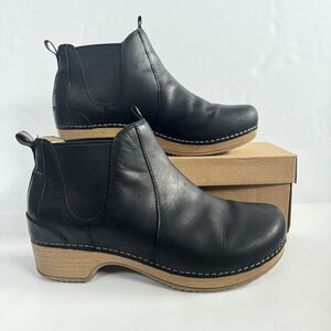 Dansko Becka Black Oiled Pull Up Bootie Size 39 Womens Leather